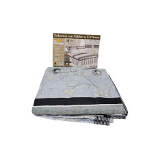JUEGO DE SABANA ESTAMPADO CON POLLERON + CORTINAS 160X2