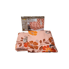 JUEGO DE SABANA CON FALDON Y CORTINAS 160X2M