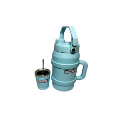 TERMO P/ TERERE DE ACERO INOXIDABLE CON GUAMPA YQ 1.900L- CELESTE