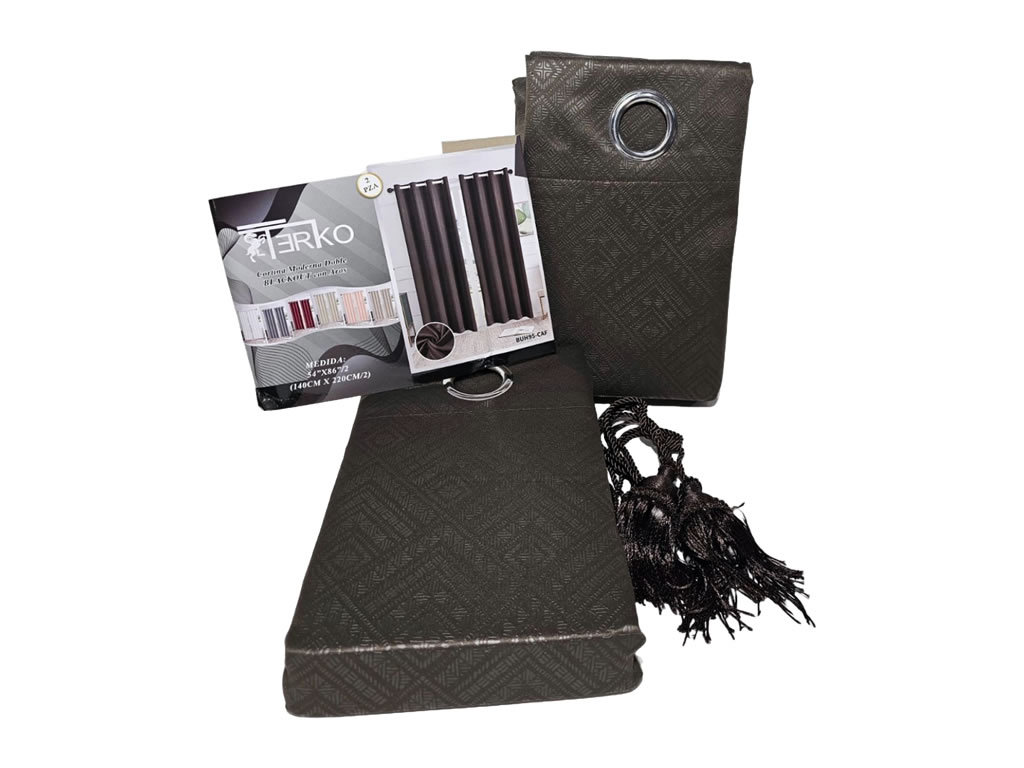 CORTINA TERKO CORTO 2 PIEZAS - MARRON OSURO