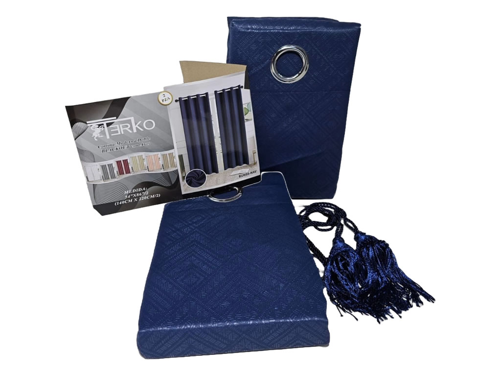 CORTINA TERKO CORTO 2 PIEZAS - AZUL