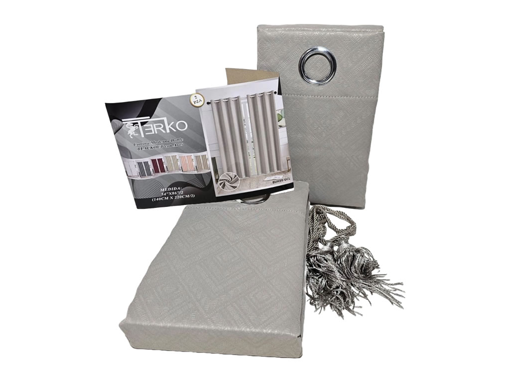 CORTINA TERKO CORTO 2 PIEZAS - CINZA CLARO