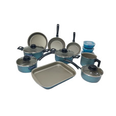 JUEGO DE OLLAS TRAMONTINA TURIM TURQUESA DE 12PZ CON POTES TR27899Y